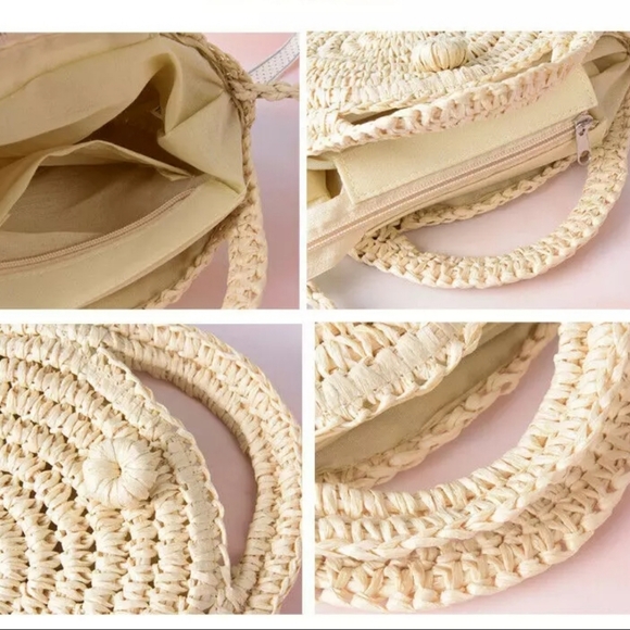 Sale!🆕Straw Circle Beach Handbag Bohemian Rattan - Picture 8 of 16